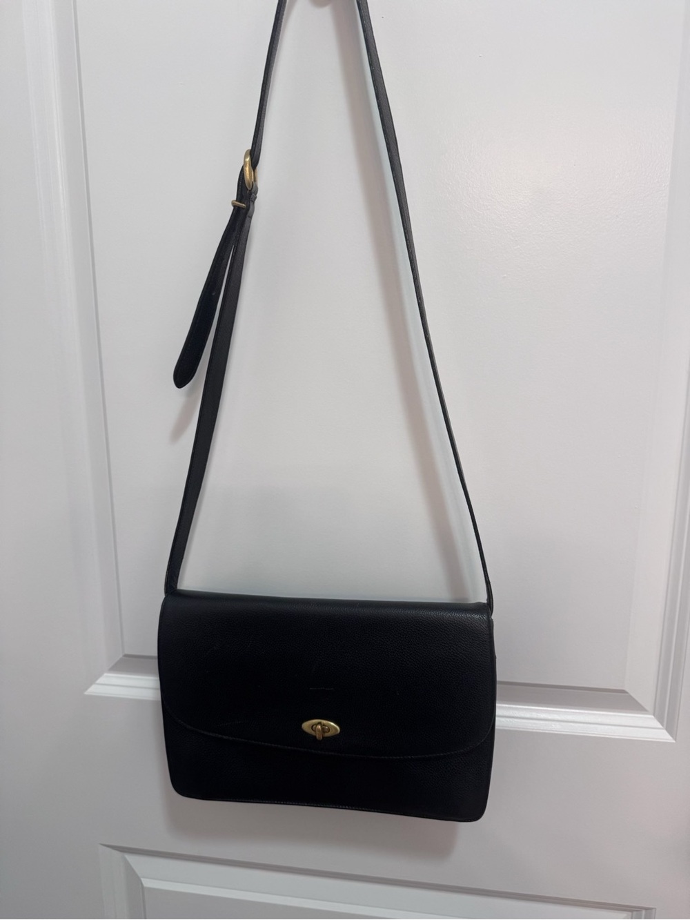 Coach Black Leather Crossbody with Gold Hardware
